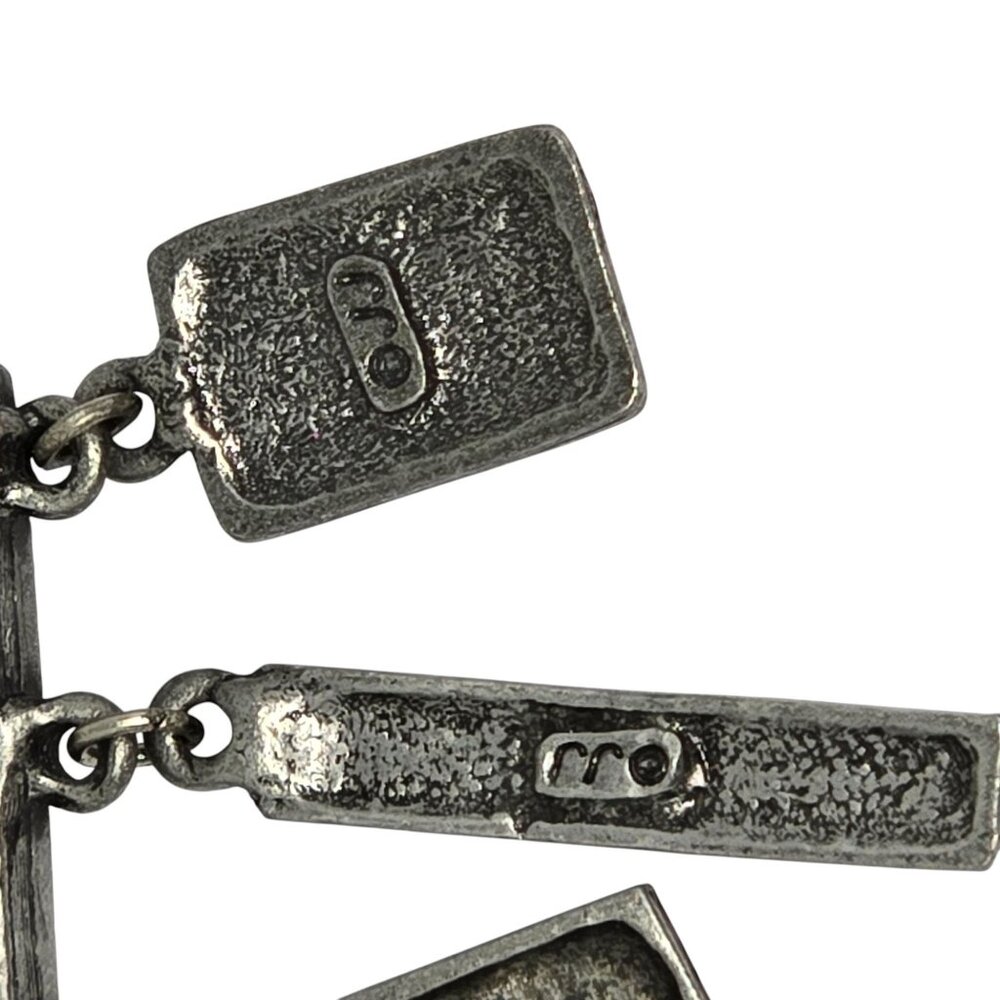 Vintage Teacher Math Brooch Pewter Dangle Charms Book Ruler Calculator - Picture 7 of 9